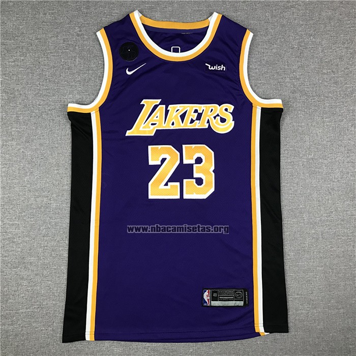 Camiseta Los Angeles Lakers Lebron James NO 23 Statement 2020 Final Bound Violeta